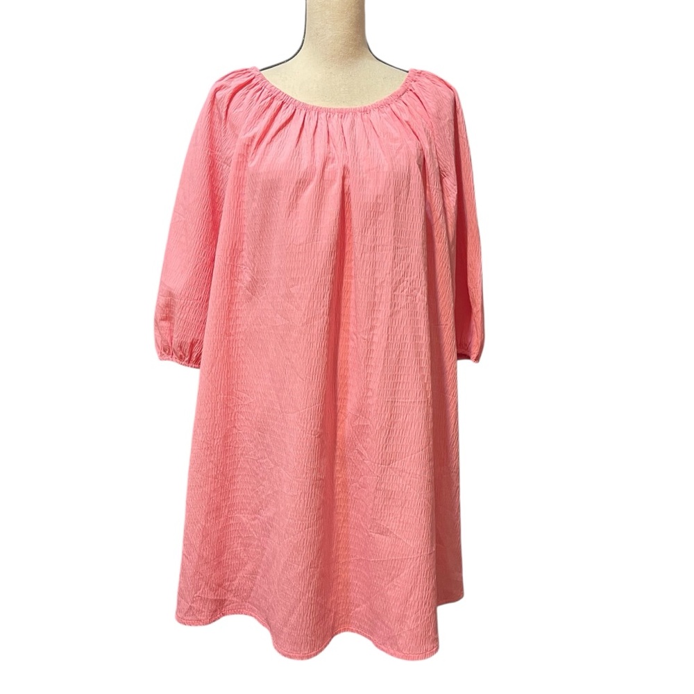 Elizabeth & James Pink Texture Balloon Sleeve Tent Bright Cute‎ Party Dress